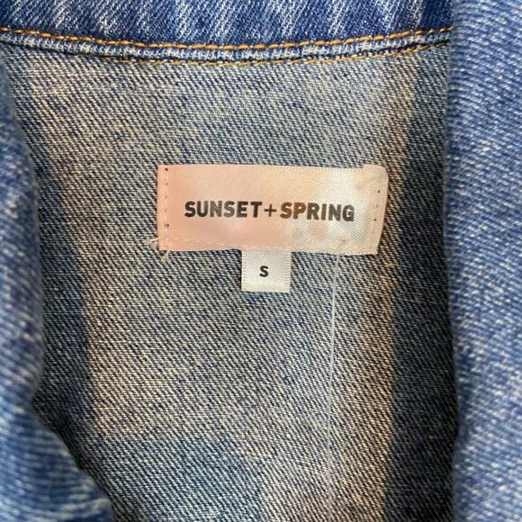 Rainbow Ruffle Jean Jacket Sunset & Spring Blue Denim Ribbon Trim Size Small New - Picture 6 of 12